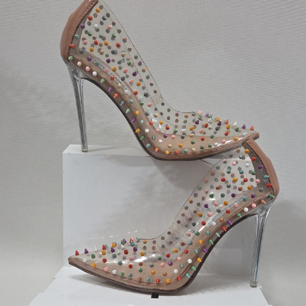 Steve Madden Multicolor Studded Clear Heels